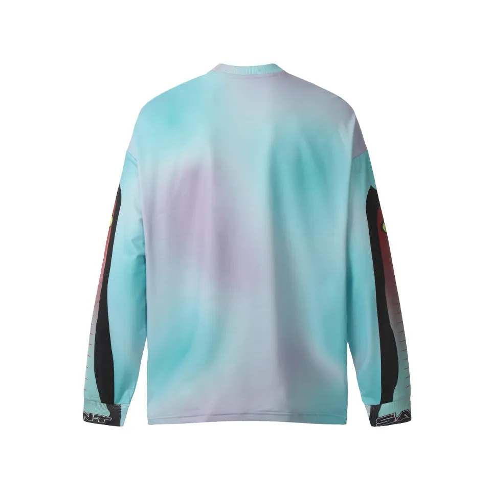 Saint michael tears all-over printed long-sleeved vintage autumn and winter T-shirt Style number: 117 Size: M L XL Wholesale price: 136 Color: blue yellow